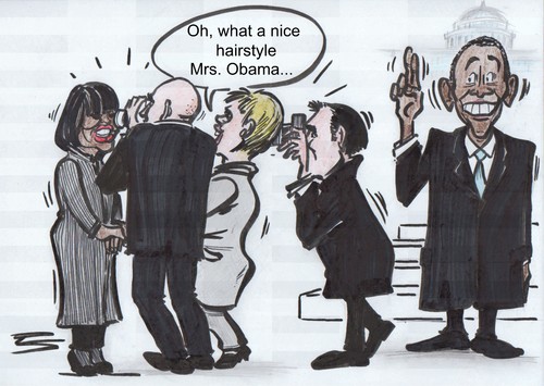Cartoon: What a nice hairstyle! (medium) by Peter Schnitzler tagged obama,präsident,hairstyle