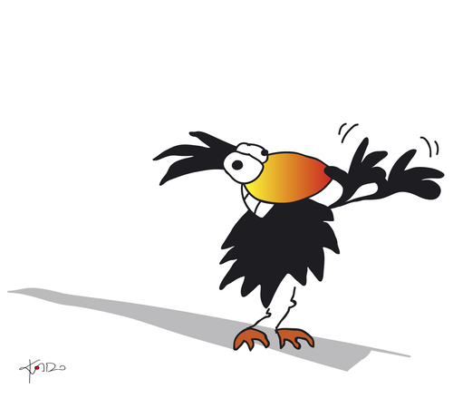 Cartoon: Ätsch! (medium) by KADO tagged nyah,ätsch,krähe,crow,animal,bird,vogel,kado,kadocartoons,dominika,kalcher,comic,humor,spass,cartoon,illustration,austria,steiermark,graz,styria,kunst,art,zeichnen,draw,schadenfreude