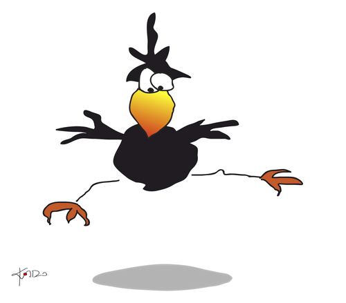 Cartoon: Ausdruckstanz - Das Dreieck (medium) by KADO tagged krähe,crow,animal,bird,kado,kadocartoons,cartoon,comic,humor,spass,illustration,dominika,kalcher,austria,styria,graz,ausdruckstanz,free,dance,dreieck,triangle