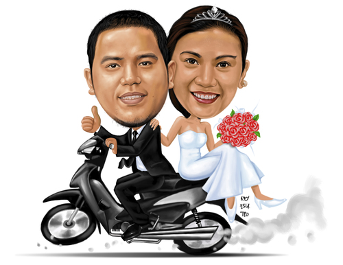 Cartoon: Jonathan Wedding (medium) by Rey Esla Teo tagged wedding,caricature,portrait,digital,painting