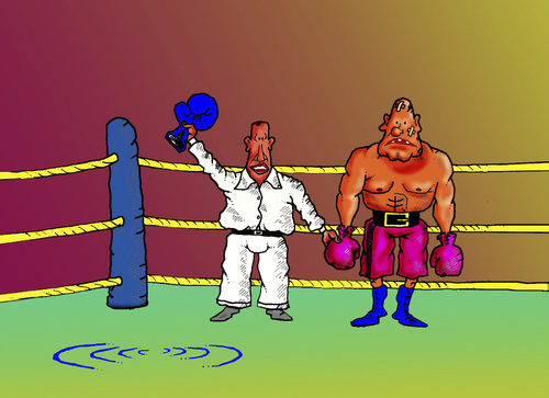 Cartoon: boxing (medium) by janjicveselin tagged boxer,boxing,sport,theft,ring,judges,winner,defeat,unsportsmanlike
