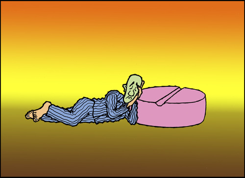 Cartoon: veso (medium) by janjicveselin tagged pillow,insomnia,drug,pharmacy,sleeping,dream