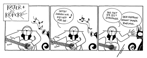 Cartoon: Kater und Köpcke - Ein Lied (medium) by badham tagged singing,chorus,refrain,music,song,hammel,badham,köpcke,kater