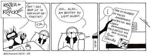 Cartoon: Kater und Köpcke - Entsagung (medium) by badham tagged badham,köpcke,si,kartuun,toaster,kloster,kater