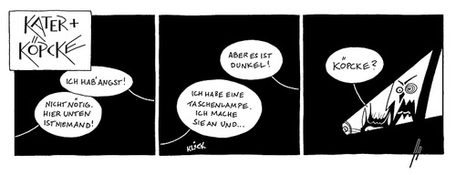 Cartoon: Kater und Köpcke - Tiefpunkt 2 (medium) by badham tagged monster,torch,dark,pitch,hammel,badham,köpcke,kater,rock,bottom,low,tags