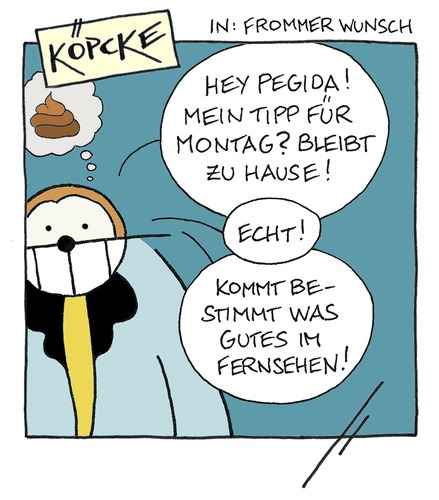 Cartoon: Köpcke - Frommer Wunsch (medium) by badham tagged köpcke,pegida,paris,dresden