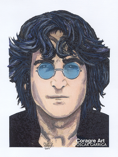 Cartoon: John Lennon (medium) by DrCoragre tagged lennon,drawing,pop,art,illustration,mixed,media,rock,portrait