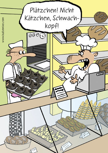 Cartoon: Frische Plätzchen (medium) by Habomiro tagged habomiro,kätzchen,plätzchen,bäcker,bäckerei