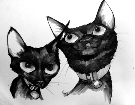 Cartoon: Mikey_CarlasKitties002 (medium) by mikeyzart tagged cats,kitty,caricature,cartoon,marker