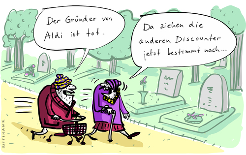 Cartoon: Aldi usw (medium) by kittihawk tagged kittihawk,2014,aldi,karl,albrecht,gestorben,unternehmer,discounter,ziehen,nach,preiskampf,konkurrenz,gründer,rechster,mann,deutschlands,kittihawk,2014,aldi,karl,albrecht,gestorben,unternehmer,discounter,ziehen,nach,preiskampf,konkurrenz,gründer,rechster,mann,deutschlands