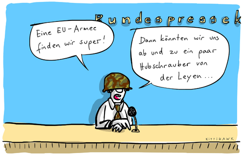 Cartoon: EU Armee (medium) by kittihawk tagged kittihawk,2015,europa,armee,gemeinsame,streitkräfte,europäische,union,super,hubschrauber,von,der,leyen,sparen,einsparungen,bundeswehr,wehretat,zustimmung,deutschland,juncker,verteidigung,kittihawk,2015,europa,armee,gemeinsame,streitkräfte,europäische,union,super,hubschrauber,von,der,leyen,sparen,einsparungen,bundeswehr,wehretat,zustimmung,deutschland,juncker,verteidigung