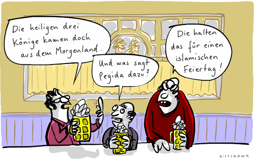 Cartoon: heilige Drei Könige (medium) by kittihawk tagged kittihawk,2015,heilige,drei,könige,pegida,morgenland,abendland,islamischer,feiertag,kneipe,christlich,bibel,weihnachtsgeschichte,weise,bier,theke,neujahr,dreikönigstag,proteste,rechte,kittihawk,2015,heilige,drei,könige,pegida,morgenland,abendland,islamischer,feiertag,kneipe,christlich,bibel,weihnachtsgeschichte,weise,bier,theke,neujahr,dreikönigstag,proteste,rechte