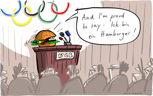 Cartoon: Ick bin ein Hamburger (medium) by kittihawk tagged kittihawk,2015,hamburg,berlin,olympische,spiele,dosb,deutscher,olympischer,sportbund,auswahl,bewerbung,2020,deutschland,bekanntgabe,ick,bin,ein,berliner,hamburger,kennedy,unterlegen,kittihawk,2015,hamburg,berlin,olympische,spiele,dosb,deutscher,olympischer,sportbund,auswahl,bewerbung,2020,deutschland,bekanntgabe,ick,bin,ein,berliner,hamburger,kennedy,unterlegen