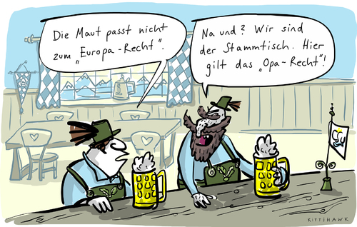 Cartoon: Maut (medium) by kittihawk tagged kittihawk,2015,europa,recht,opa,stammtisch,maut,dobrindt,bayern,csu,gesetzentwurf,theke,bier,kittihawk,2015,europa,recht,opa,stammtisch,maut,dobrindt,bayern,csu,gesetzentwurf,theke,bier