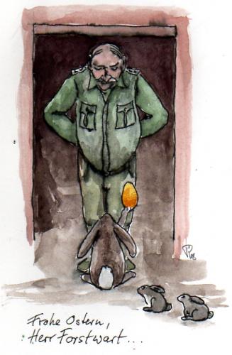 Cartoon: Frohe Ostern Herr Forstwart... (medium) by meinthema tagged tiere,