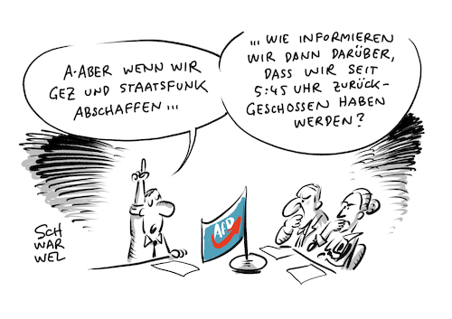 Cartoon: AfD GEZ ör Rundfunk (medium) by Schwarwel tagged afd,alternative,für,deutschlan,politik,politiker,partei,nazipartei,faschisten,rassisten,rassismus,rechtsextrem,rechtsextremismus,rechtspopulisten,rechtspopulismus,nazi,nazis,ausländerfeindlichkeit,ausländerhass,noafd,nonazis,öffetnlich,rechtlicher,rundfunk,tv,fernsehen,fernsehanstalten,ard,zdf,mdr,news,nachrichten,gez,staatsfunk,abgabe,abgaben,abgabedebatte,radio,medien,jouranlismus,journalisten,rundfunkgebühren,systemmedien,rundfunkabgabe,karikatur,schwarwel,afd,alternative,für,deutschlan,politik,politiker,partei,nazipartei,faschisten,rassisten,rassismus,rechtsextrem,rechtsextremismus,rechtspopulisten,rechtspopulismus,nazi,nazis,ausländerfeindlichkeit,ausländerhass,noafd,nonazis,öffetnlich,rechtlicher,rundfunk,tv,fernsehen,fernsehanstalten,ard,zdf,mdr,news,nachrichten,gez,staatsfunk,abgabe,abgaben,abgabedebatte,radio,medien,jouranlismus,journalisten,rundfunkgebühren,systemmedien,rundfunkabgabe,karikatur,schwarwel