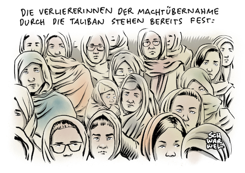 Cartoon: Afghanistan Taliban Frauen (medium) by Schwarwel tagged afghanistan,taliban,machtübernahme,kabul,krieg,talibankämpfer,flucht,flüchtlinge,extremisten,radikale,islamisten,islam,koran,mord,massenmord,kriegsverbrechen,rekrutierung,kämpfer,armee,waffen,gewalt,koranschulen,terror,terrorismus,radikalislamisch,burka,schleier,verschleierung,frauenrechte,frauen,unterdrückung,steinigung,terroranschläge,pakistan,islamabad,militär,panzer,miliärflugzeug,bundeswehr,abzug,truppen,trump,geheimdienst,maschinenpistole,selbstmordattentäter,kriegsgebiet,dschihadisten,eroberung,cartoon,karikatur,schwarwel,afghanistan,taliban,machtübernahme,kabul,krieg,talibankämpfer,flucht,flüchtlinge,extremisten,radikale,islamisten,islam,koran,mord,massenmord,kriegsverbrechen,rekrutierung,kämpfer,armee,waffen,gewalt,koranschulen,terror,terrorismus,radikalislamisch,burka,schleier,verschleierung,frauenrechte,frauen,unterdrückung,steinigung,terroranschläge,pakistan,islamabad,militär,panzer,miliärflugzeug,bundeswehr,abzug,truppen,trump,geheimdienst,maschinenpistole,selbstmordattentäter,kriegsgebiet,dschihadisten,eroberung,cartoon,karikatur,schwarwel