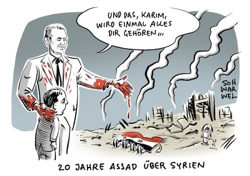 Cartoon: Assad Syrien Krieg (medium) by Schwarwel tagged assad,syrien,krieg,blut,opfer,gewalt,militär,militärangriff,türkei,erdogan,präsident,diktatur,demokratie,terror,islamischer,staat,cartoon,karikatur,schwarwel,kriegsverbrechen,islamisten,waffengewalt,bombe,bombenangriff,anschlag,sanktionen,assad,syrien,krieg,blut,opfer,gewalt,militär,militärangriff,türkei,erdogan,präsident,diktatur,demokratie,terror,islamischer,staat,cartoon,karikatur,schwarwel,kriegsverbrechen,islamisten,waffengewalt,bombe,bombenangriff,anschlag,sanktionen