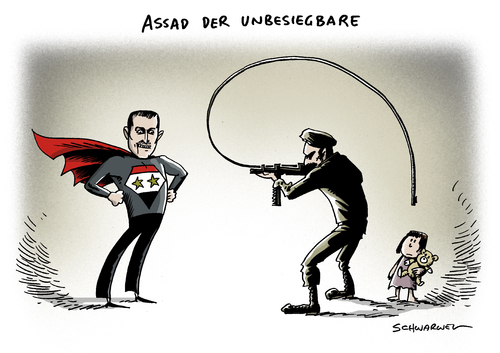 Cartoon: Assad unbesiegbar (medium) by Schwarwel tagged kampf,syrien,assad,opfer,zivilbevölkerung,terror,gewalt,tot,mord,karikatur,schwarwel,kampf,syrien,assad,opfer,zivilbevölkerung,terror,gewalt,tot,mord