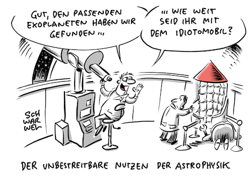 Cartoon: Astronomie Physik Nobelpreis (medium) by Schwarwel tagged astronomie,physik,nobelpreis,exoplanet,cartoon,karikatur,schwarwel,astronomie,physik,nobelpreis,exoplanet,cartoon,karikatur,schwarwel