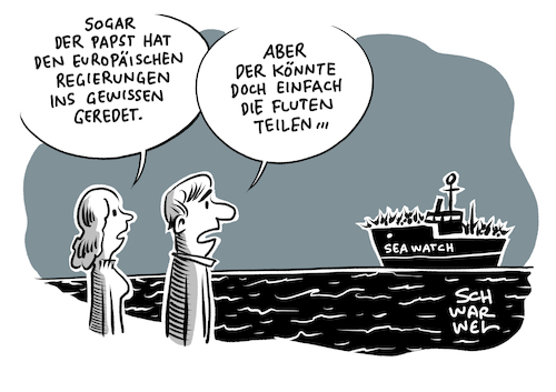 Cartoon: Blockierte Schiffe Mittelmeer (medium) by Schwarwel tagged seenotrettung,seenot,rettung,flüchtlinge,geflüchtete,flüchtlingskrise,rettungsschiff,rettungsschiffe,aquarius,mittelmeer,mittelmeerroute,flüchtlingsroute,kapitän,papst,menschlichkeit,humanität,asyl,asylpolitik,grenze,mauer,mauern,hilfsorganisation,hilfsorganisationen,ngo,schiffe,solidarität,seawatch,seaeye,hafen,häfen,ausländer,ausländerfeindlichkeit,krieg,flucht,kriegsgebiete,kirche,religion,muslime,angst,wut,hass,hetze,hate,speech,humanitär,aufnahme,abschiebung,cartoon,karikatur,schwarwel,seenotrettung,seenot,rettung,flüchtlinge,geflüchtete,flüchtlingskrise,rettungsschiff,rettungsschiffe,aquarius,mittelmeer,mittelmeerroute,flüchtlingsroute,kapitän,papst,menschlichkeit,humanität,asyl,asylpolitik,grenze,mauer,mauern,hilfsorganisation,hilfsorganisationen,ngo,schiffe,solidarität,seawatch,seaeye,hafen,häfen,ausländer,ausländerfeindlichkeit,krieg,flucht,kriegsgebiete,kirche,religion,muslime,angst,wut,hass,hetze,hate,speech,humanitär,aufnahme,abschiebung,cartoon,karikatur,schwarwel