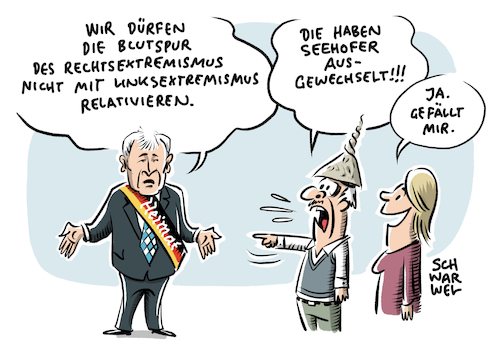 Cartoon: Blutspur des Rechtsterrorismus (medium) by Schwarwel tagged seehofer,blutspur,rechtsterrorismus,rechtsterroristen,rechtsextremisten,rechtsextremismus,nazi,nazis,nonazis,neonazis,rassismus,rassisten,terroranschläge,haunau,lübcke,mord,synagoge,halle,moscheen,sisha,bar,afd,hass,hetze,identitäre,bewegung,höcke,faschisten,faschismus,gauland,weidel,von,storch,todeslisten,nsu,linksextremismus,linksextrem,rechter,terror,hufeisen,hufeisentheorie,attentat,verschwörungstheorien,cartoon,karikatur,schwarwel,seehofer,blutspur,rechtsterrorismus,rechtsterroristen,rechtsextremisten,rechtsextremismus,nazi,nazis,nonazis,neonazis,rassismus,rassisten,terroranschläge,haunau,lübcke,mord,synagoge,halle,moscheen,sisha,bar,afd,hass,hetze,identitäre,bewegung,höcke,faschisten,faschismus,gauland,weidel,von,storch,todeslisten,nsu,linksextremismus,linksextrem,rechter,terror,hufeisen,hufeisentheorie,attentat,verschwörungstheorien,cartoon,karikatur,schwarwel