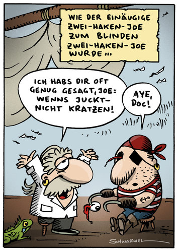 Cartoon: Cartoon von Schwarwel (medium) by Schwarwel tagged cartoon,witz,lustig,schwarwel,pirat,auge,professor,eisenstein,krankheit,krank,schiff,auge,professor,eisenstein,krankheit,krank,pirat,piraten,seeräuber,see,meer,augenklappe,arzt,ärzte,patient,augenleiden,einäugige,augen