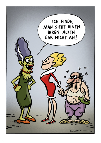 Cartoon: Cartoon von Schwarwel (medium) by Schwarwel tagged cartoon,witz,schwarwel,mann,frau,kleidung,outfit,freundin,mann,frau,kleidung,outfit,freundin,fashion,mode,beauty,schönheit,aussehen,hübsch,beziehung,partnerschaft,liebe