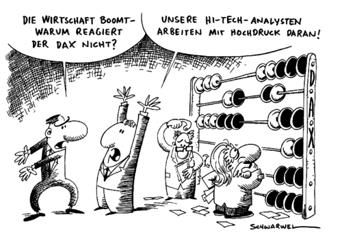 Cartoon: DAX reagiert nicht (medium) by Schwarwel tagged dax,wirtschaft,boom,börse,aktie,wachstum,konjunktur,risiko,investition,investoren,karikatur,schwarwel