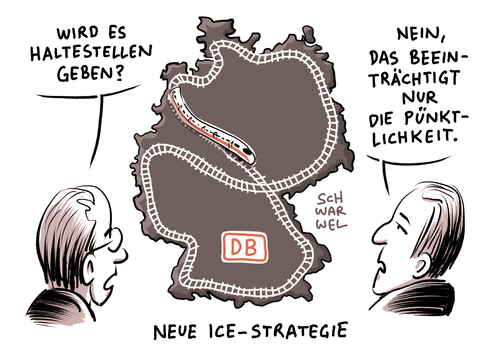 Cartoon: DB ICE Halt in Freiburg (medium) by Schwarwel tagged deutsche,bahn,db,zug,ice,lokführer,freiburg,halt,stop,hauptbahnhof,bahnhof,reisende,bahnsteig,passagiere,haltausfall,karikatur,schwarwel,deutsche,bahn,db,zug,ice,lokführer,freiburg,halt,stop,hauptbahnhof,bahnhof,reisende,bahnsteig,passagiere,haltausfall,karikatur,schwarwel