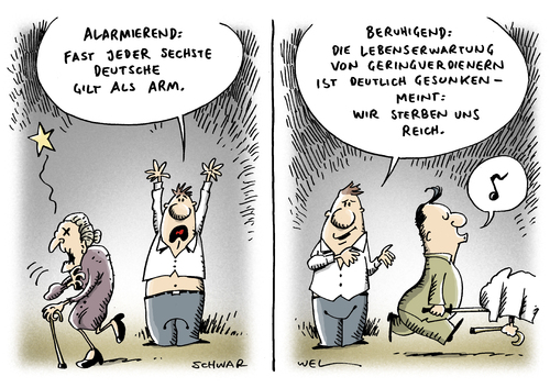 Cartoon: Deutsche Armut (medium) by Schwarwel tagged deutsch,deutsche,bürger,bevölkerung,arm,armut,geld,finanzen,lohn,gehalt,einnahme,euro,arbeitslos,arbeit,beschäftigung,billiglohn,hilfsarbeit,leiharbeit,job,sozial,solidarität,niedriglohn,karikatur,schwarwel,deutsch,bürger,bevölkerung,arm,armut,geld,finanzen,lohn,gehalt,hilfsarbeit,leiharbeit,job