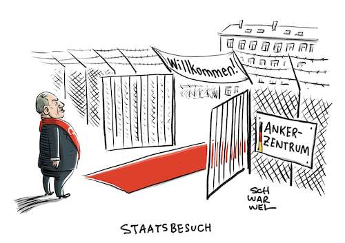 Cartoon: Erdogan Besuch kontrovers (medium) by Schwarwel tagged erdogan,türkei,diktatur,diktator,demorkatie,putsch,ankara,staatsbesuch,staatspräsident,regierungspräsident,präsident,deutschland,politik,politiker,bundesrepublik,bundeskanzlerin,merkel,kanzlerin,außenpolitik,türkisch,nationalistisch,fundamentalistisch,ankerzentren,cartoon,karikatur,schwarwel,erdogan,türkei,diktatur,diktator,demorkatie,putsch,ankara,staatsbesuch,staatspräsident,regierungspräsident,präsident,deutschland,politik,politiker,bundesrepublik,bundeskanzlerin,merkel,kanzlerin,außenpolitik,türkisch,nationalistisch,fundamentalistisch,ankerzentren,cartoon,karikatur,schwarwel