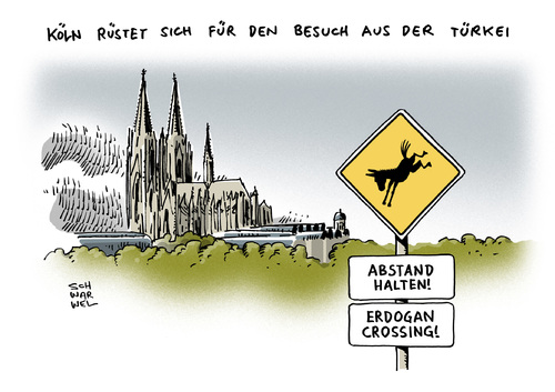 Cartoon: Erdogan in Köln (medium) by Schwarwel tagged erdogan,köln,merkel,verlangt,zurückhaltung,türkei,türkischer,premier,demokratie,politik,besuch,abstand,kölner,dom,crossing,karikatur,schwarwel,erdogan,köln,merkel,verlangt,zurückhaltung,türkei,türkischer,premier,demokratie,politik,besuch,abstand,kölner,dom,crossing,karikatur,schwarwel