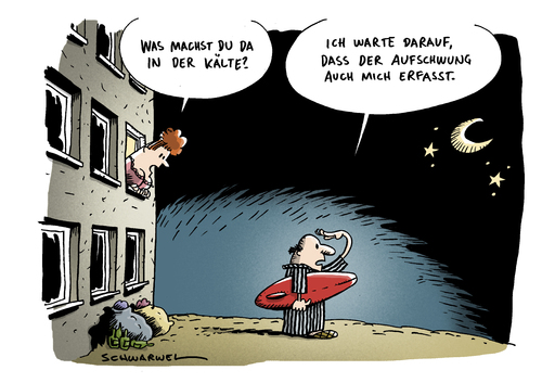 Cartoon: Experten sagen Aufschwung voraus (medium) by Schwarwel tagged experte,aufschwung,voraussage,deutschland,regierung,politik,wirtschaft,krise,finanzkrise,finanzen,geld,gesellschaft,konjumktur,wirtschaftskrise,experte,aufschwung,voraussage,nacht,hoffnung,deutschland,regierung,finanzkrise,finanzen,geld,gesellschaft,wirtschaftskrise,konjunktur