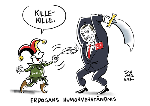 Cartoon: extra3 Video über Erdogan (medium) by Schwarwel tagged extra3,tv,show,fernsehen,satire,humor,video,erdogan,türkei,löschung,botschafter,karikatur,schwarwel,clown,satirevideo,satiriker,ndr,erdowi,erdowo,presse,pressefreiheit,extra3,tv,show,fernsehen,satire,humor,video,erdogan,türkei,löschung,botschafter,karikatur,schwarwel,clown,satirevideo,satiriker,ndr,erdowi,erdowo,presse,pressefreiheit