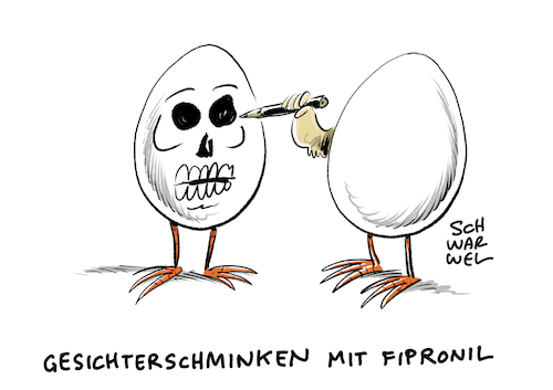 Cartoon: Fipronil Eier Skandal (medium) by Schwarwel tagged eier,lebensmittel,nahrung,ei,konsum,konsumenten,supermarkt,rewe,penny,rückruf,insektizid,huhn,hühner,fipronil,nierländische,holland,niederlande,handel,toxischer,stoff,toxid,gift,giftstoff,gesundheit,gesundheitsgefahr,schädlingsbekämpfung,lebensmittelherstellung,milbenbekämpfungsmittel,dega,16,desinfektionsmittel,lebensmittelskandal,verbraucher,verbraucherschutz,lebensmittelwarnung,verbraucherschützer,hennen,legebtriebe,biozid,lebensmittelhändler,discounttochter,dicounter,discount,karikatur,schwarwel,eier,lebensmittel,nahrung,ei,konsum,konsumenten,supermarkt,rewe,penny,rückruf,insektizid,huhn,hühner,fipronil,nierländische,holland,niederlande,handel,toxischer,stoff,toxid,gift,giftstoff,gesundheit,gesundheitsgefahr,schädlingsbekämpfung,lebensmittelherstellung,milbenbekämpfungsmittel,dega,16,desinfektionsmittel,lebensmittelskandal,verbraucher,verbraucherschutz,lebensmittelwarnung,verbraucherschützer,hennen,legebtriebe,biozid,lebensmittelhändler,discounttochter,dicounter,discount,karikatur,schwarwel