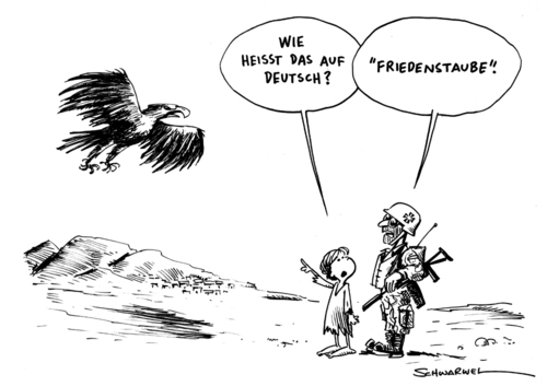 Cartoon: Friedenstaube (medium) by Schwarwel tagged friedenstaube,karikatur,schwarwel,krieg,soldat