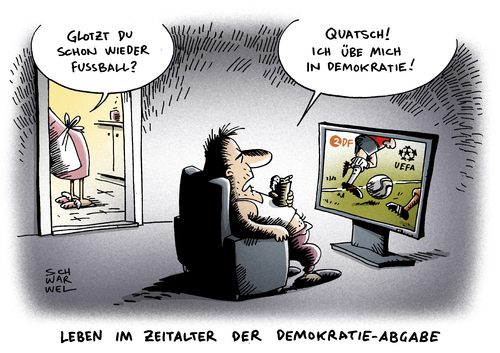 Cartoon: GEZ Rundfunkgebühr ARD ZDF (medium) by Schwarwel tagged rundfunkabgabe,fernsehen,karikatur,schwarwel,rundfunkgebühr,gez,ard,zdf,tv,demokratieabgabe,fußball,sendung,serie,öffentlich,rechtlicher,rundfunk,streit,rundfunkabgabe,fernsehen,karikatur,schwarwel,rundfunkgebühr,gez,ard,zdf,tv,demokratieabgabe,fußball,sendung,serie,öffentlich,rechtlicher,rundfunk,streit