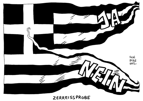 Cartoon: Griechenland Krise Referendum (medium) by Schwarwel tagged griechenland,krise,referendum,land,menschen,teilung,karikatur,schwarwel,griechenland,krise,referendum,land,menschen,teilung,karikatur,schwarwel