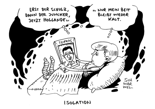 Cartoon: Griechenland Tsipras EU Merkel (medium) by Schwarwel tagged griechenland,tsipras,eu,merkel,isolation,schulz,junkcher,hollande,karikatur,schwarwel,griechenland,tsipras,eu,merkel,isolation,schulz,junkcher,hollande,karikatur,schwarwel