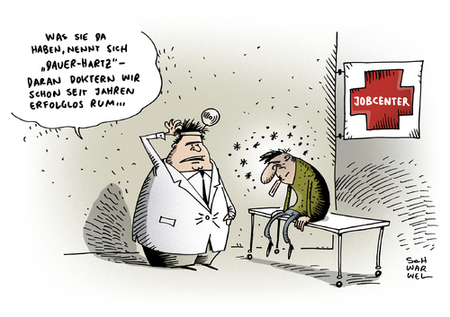 Cartoon: Hartz IV als Dauerzustand (medium) by Schwarwel tagged hartz,iv,als,dauerzustand,hälfte,empfänger,arbeitslos,job,jobcenter,arbeit,arbeitsamt,arbeitslosengeld,lebt,vier,jahre,stütze,tendenz,stark,steigend,karikatur,schwarwel,hartz,iv,als,dauerzustand,hälfte,empfänger,arbeitslos,job,jobcenter,arbeit,arbeitsamt,arbeitslosengeld,lebt,vier,jahre,stütze,tendenz,stark,steigend,karikatur,schwarwel