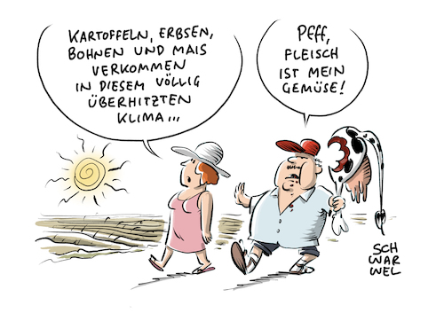 Cartoon: Hitzewelle und Trockenheit (medium) by Schwarwel tagged hitze,hitzewelle,trockenheit,dürre,bauern,landwirtschaft,lebensmittel,nahrung,essen,konsum,anbau,ernte,ernten,vegan,veganer,veganismus,vegetarisch,vegetarier,fleisch,fleischkonsum,natur,pflanzen,umwelt,umweltschutz,klima,klimawandel,existenz,wetter,ähren,cartoon,karikatur,schwarwel,hitze,hitzewelle,trockenheit,dürre,bauern,landwirtschaft,lebensmittel,nahrung,essen,konsum,anbau,ernte,ernten,vegan,veganer,veganismus,vegetarisch,vegetarier,fleisch,fleischkonsum,natur,pflanzen,umwelt,umweltschutz,klima,klimawandel,existenz,wetter,ähren,cartoon,karikatur,schwarwel