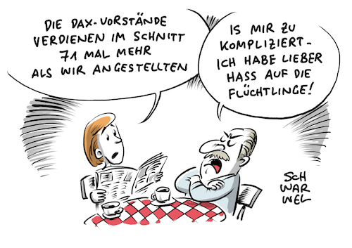 Cartoon: Jahresverdienst DAX Vorstand (medium) by Schwarwel tagged horst,seehofer,csu,bayern,heimatminister,heimat,innenminister,politik,politiker,deutschland,partei,rücktritt,asylstreit,merkel,union,cdu,asylkrise,flüchtlingskrise,flüchtlinge,geflüchtete,obergrenze,zaun,grenze,rechtsextrem,rechtsextremismus,rechtspopulismus,rechtspopulisten,populismus,populisten,rassenhass,rassismus,rassistisch,demokratie,ausländerfeindlichkeit,ausländer,flüchtlingsroute,mittelmeer,abschiebung,asylantrag,asylanträge,cartoon,karikatur,schwarwel,unionsstreit,asylpolitik,zurückweisung,asylbewerber,parteichef,parteivorsitzender,bundesinnenminister,asylkompromiss,transitzentren,kz,aufnahmelager,ankunftszentrum,wien,österreich,sebastian,kurz,fpö,migranten,migration,migrationspolitik,außengrenze,italien,eu,europäische,europa,söder,afd,gauland,weidel,auschwitz,konzentrationslager,nazi,nazis,nonazis,hitler,nationalsozialismus,juden,judenhass,brenner,grenzschutz,arbeit,job,lohn,gehalt,mitarbeiter,chef,vorstand,vorstände,dax,deutsche,post,wirtschaft,horst,seehofer,csu,bayern,heimatminister,heimat,innenminister,politik,politiker,deutschland,partei,rücktritt,asylstreit,merkel,union,cdu,asylkrise,flüchtlingskrise,flüchtlinge,geflüchtete,obergrenze,zaun,grenze,rechtsextrem,rechtsextremismus,rechtspopulismus,rechtspopulisten,populismus,populisten,rassenhass,rassismus,rassistisch,demokratie,ausländerfeindlichkeit,ausländer,flüchtlingsroute,mittelmeer,abschiebung,asylantrag,asylanträge,cartoon,karikatur,schwarwel,unionsstreit,asylpolitik,zurückweisung,asylbewerber,parteichef,parteivorsitzender,bundesinnenminister,asylkompromiss,transitzentren,kz,aufnahmelager,ankunftszentrum,wien,österreich,sebastian,kurz,fpö,migranten,migration,migrationspolitik,außengrenze,italien,eu,europäische,europa,söder,afd,gauland,weidel,auschwitz,konzentrationslager,nazi,nazis,nonazis,hitler,nationalsozialismus,juden,judenhass,brenner,grenzschutz,arbeit,job,lohn,gehalt,mitarbeiter,chef,vorstand,vorstände,dax,deutsche,post,wirtschaft