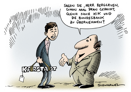 Cartoon: Karstadt-Übernahme (medium) by Schwarwel tagged karstadt,übernahme,wirtschaft,politik,deutschland,business,geschäftsmann,mann,kariaktur,schwarwel