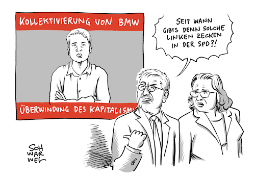 Cartoon: Kevin Kühnert BMW (medium) by Schwarwel tagged kevin,kühnert,spd,partei,parteien,politik,politiker,deutschland,bmw,kollektivierung,kapitalismus,geld,wirtschaft,finanzen,sozialstaat,sozialismus,diktatur,demokratie,andrea,nahles,enteignung,juso,jusos,großunternehmen,konzern,konzerne,automobilkonzern,automobilindustrie,genossenschafft,staat,staatlich,staatssozialismus,demokratischer,arbeiter,kampftag,arbeiterklasse,veb,volkseigene,betriebe,privateigentum,gemeinschaftseigentum,verstaatlichung,kommunismus,proletariat,ökonomie,cartoon,karikatur,schwarwel,kevin,kühnert,spd,partei,parteien,politik,politiker,deutschland,bmw,kollektivierung,kapitalismus,geld,wirtschaft,finanzen,sozialstaat,sozialismus,diktatur,demokratie,andrea,nahles,enteignung,juso,jusos,großunternehmen,konzern,konzerne,automobilkonzern,automobilindustrie,genossenschafft,staat,staatlich,staatssozialismus,demokratischer,arbeiter,kampftag,arbeiterklasse,veb,volkseigene,betriebe,privateigentum,gemeinschaftseigentum,verstaatlichung,kommunismus,proletariat,ökonomie,cartoon,karikatur,schwarwel