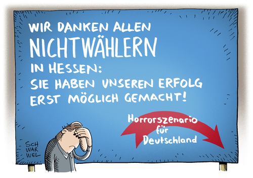 Cartoon: Kommunalwahl in Hessen AfD (medium) by Schwarwel tagged kommunalwahl,in,hessen,afd,sorge,dauerphänomen,partei,wahl,karikatur,schwarwel,nichtwähler,wähler,rechtspopulistisch,rechtspopulismus,frauke,petry,alternative,für,deutschland,flüchtlinge,geflüchtete,kommunalwahl,in,hessen,afd,sorge,dauerphänomen,partei,wahl,karikatur,schwarwel,nichtwähler,wähler,rechtspopulistisch,rechtspopulismus,frauke,petry,alternative,für,deutschland,flüchtlinge,geflüchtete