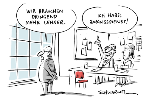 Cartoon: Lehrermangel (medium) by Schwarwel tagged lehrermangel,lehrer,lehrerin,schule,schulen,bildung,bildungspolitik,unterricht,fach,fächer,pädagogen,schüler,schülerinnen,unterrichtsausfälle,stundenausfall,gymnasium,abitur,abschluss,schulabschluss,oberschule,realschule,cartoon,karikatur,schwarwel,zwangsarbeit,zwangsdienst,bundeswehr,streitkräfte,militär,soldat,soldaten,jens,spahn,pflege,wehrpflicht,deutschlans,panzer,krieg,wehrpflichtigenarmee,armee,dienstpflicht,pflegeberufe,mangel,personalmangel,pflegenotstand,gesundheitsminister,minister,politiker,politik,altenheime,krankenhaus,klinik,kliniken,lehrermangel,lehrer,lehrerin,schule,schulen,bildung,bildungspolitik,unterricht,fach,fächer,pädagogen,schüler,schülerinnen,unterrichtsausfälle,stundenausfall,gymnasium,abitur,abschluss,schulabschluss,oberschule,realschule,cartoon,karikatur,schwarwel,zwangsarbeit,zwangsdienst,bundeswehr,streitkräfte,militär,soldat,soldaten,jens,spahn,pflege,wehrpflicht,deutschlans,panzer,krieg,wehrpflichtigenarmee,armee,dienstpflicht,pflegeberufe,mangel,personalmangel,pflegenotstand,gesundheitsminister,minister,politiker,politik,altenheime,krankenhaus,klinik,kliniken