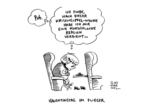 Cartoon: Merkel Krisengipfel (medium) by Schwarwel tagged merkel,valentinstag,krisengipfel,marathon,krise,karikatur,schwarwel,merkel,valentinstag,krisengipfel,marathon,krise,karikatur,schwarwel