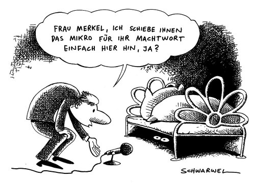 Cartoon: Merkels Machtwort (medium) by Schwarwel tagged angela,merkel,machtwort,macht,regierung,krise,koalition,wirtschaftskrise,cdu,csu,fdp,karikatur,schwarwel