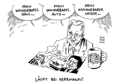 Cartoon: Neger Äußerung von Herrmann (medium) by Schwarwel tagged neger,äußerung,von,herrmann,bayern,csu,innenminister,shitstorm,karikatur,schwarwel,roberto,blanco,schwarz,ausländer,neger,äußerung,von,herrmann,bayern,csu,innenminister,shitstorm,karikatur,schwarwel,roberto,blanco,schwarz,ausländer